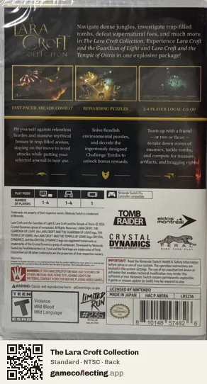 The Lara Croft Collection Nintendo Switch, NTSC box back
