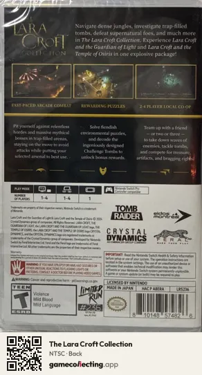 The Lara Croft Collection Nintendo Switch, NTSC box back