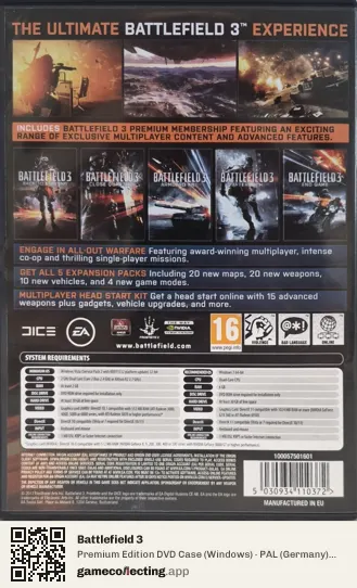 Battlefield 3 Computer, Germany box back