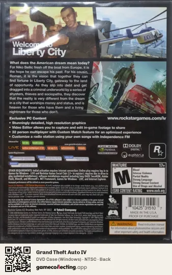 Grand Theft Auto IV Computer, NTSC box back