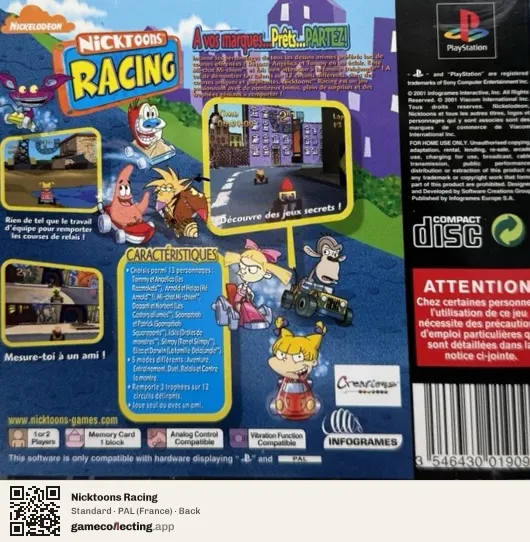 Nicktoons Racing PlayStation, France box back