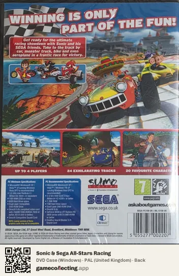 Sonic & Sega All-Stars Racing Computer, United Kingdom box back