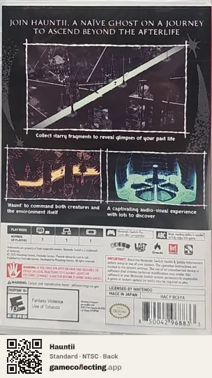 Hauntii Nintendo Switch, NTSC box back