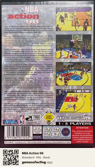 NBA Action 98 Sega Saturn, PAL box back