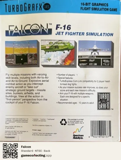 Falcon TurboGrafx-16, NTSC box back