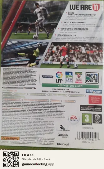 FIFA 11 Xbox 360, PAL box back