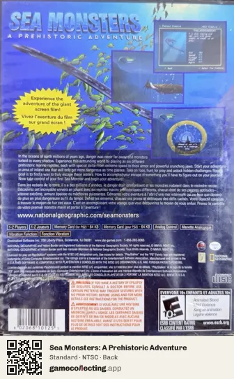Sea Monsters: A Prehistoric Adventure PlayStation 2, NTSC box back
