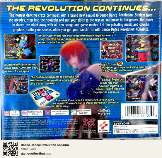 Dance Dance Revolution Konamix PlayStation, NTSC box back