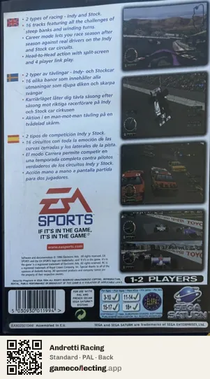 Andretti Racing Sega Saturn, PAL box back