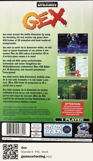 Gex Sega Saturn, PAL box back