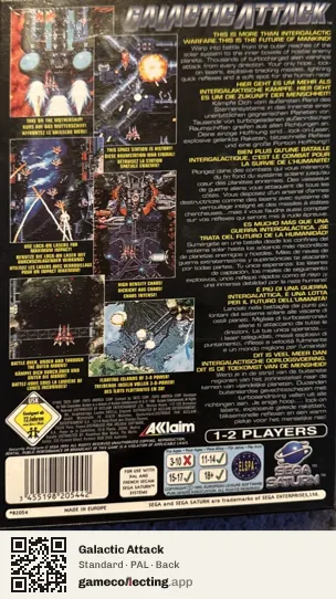 Galactic Attack Sega Saturn, PAL box back