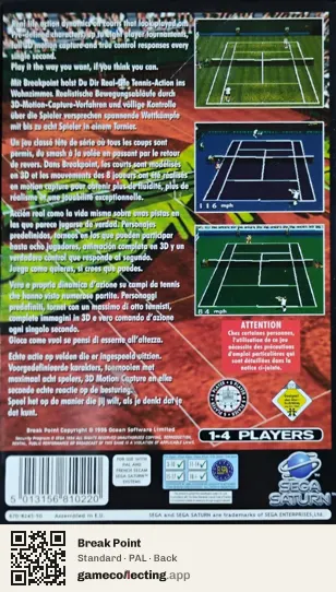 Break Point Sega Saturn, PAL box back
