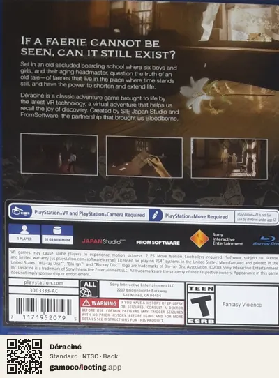 Déraciné PlayStation 4, NTSC box back