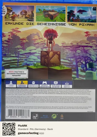 PixARK PlayStation 4, Germany box back