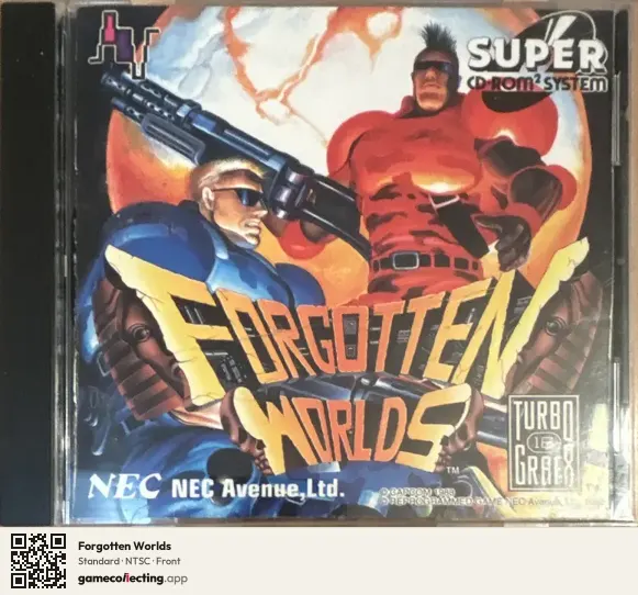 Forgotten Worlds TurboGrafx-CD, NTSC box front