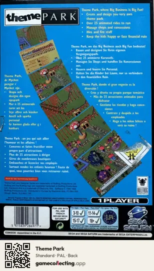 Theme Park Sega Saturn, PAL box back