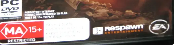Titanfall, the ELSPA age band on its front
