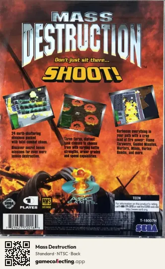 Mass Destruction Sega Saturn, NTSC box back