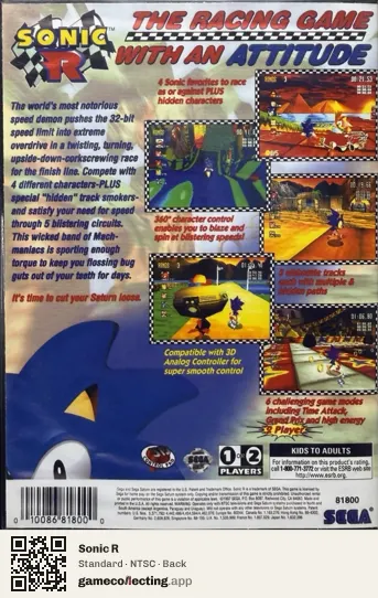 Sonic R Sega Saturn, NTSC box back