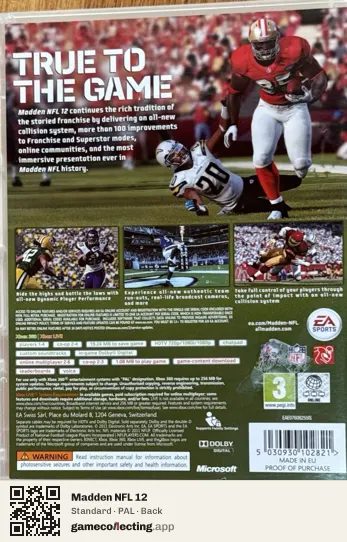 Madden NFL 12 Xbox 360, PAL box back