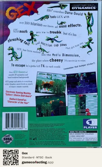 Gex Sega Saturn, NTSC box back