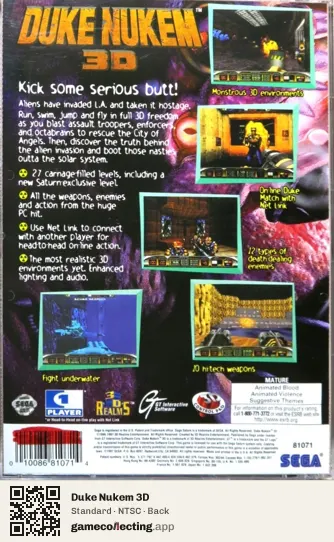 Duke Nukem 3D Sega Saturn, NTSC box back