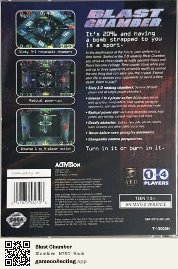 Blast Chamber Sega Saturn, NTSC box back