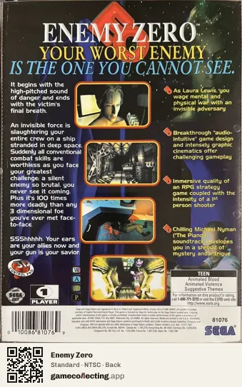 Enemy Zero Sega Saturn, NTSC box back
