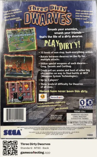 Three Dirty Dwarves Sega Saturn, NTSC box back