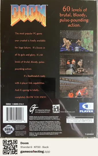Doom Sega Saturn, NTSC box back