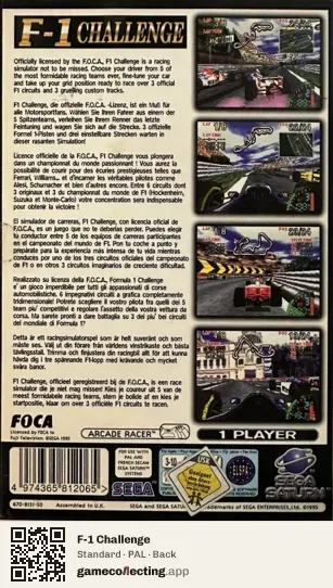 F-1 Challenge Sega Saturn, PAL box back