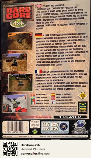 Hardcore 4x4 Sega Saturn, PAL box back