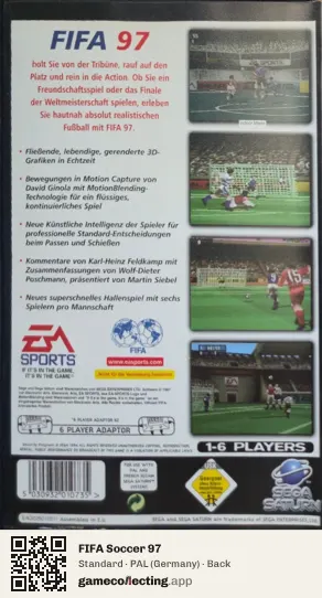 FIFA Soccer 97 Sega Saturn, Germany box back