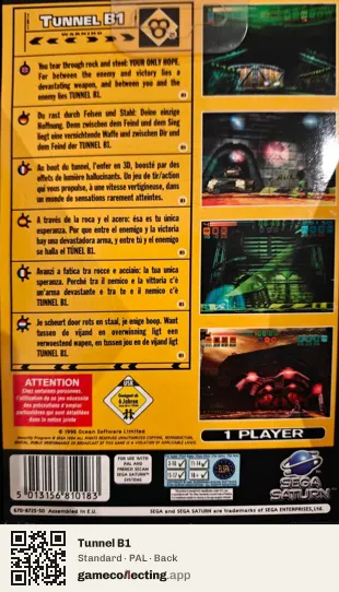 Tunnel B1 Sega Saturn, PAL box back