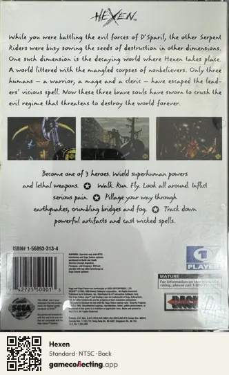 Hexen Sega Saturn, NTSC box back