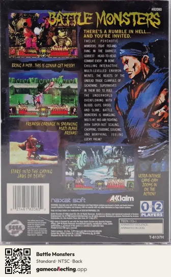 Battle Monsters Sega Saturn, NTSC box back