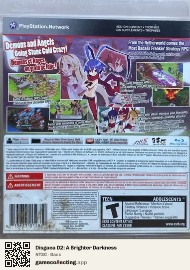 Disgaea D2: A Brighter Darkness PlayStation 3, NTSC box back