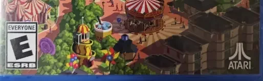 RollerCoaster Tycoon Adventures, the ESRB box on its front