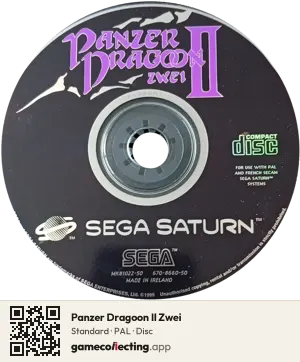 Panzer Dragoon II Zwei Sega Saturn, PAL disc