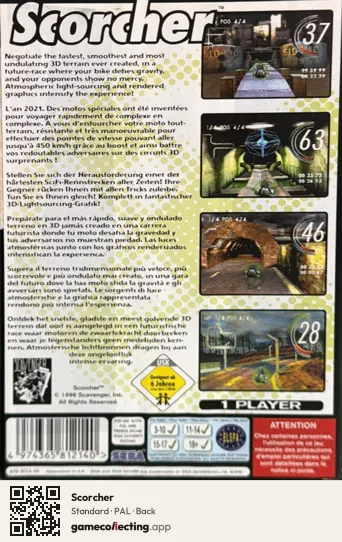 Scorcher Sega Saturn, PAL box back