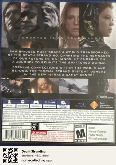 Death Stranding PlayStation 4, NTSC box back