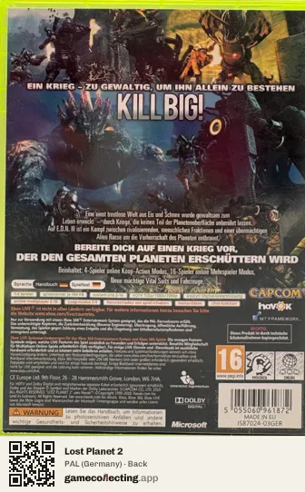 Lost Planet 2 Xbox 360, Germany box back