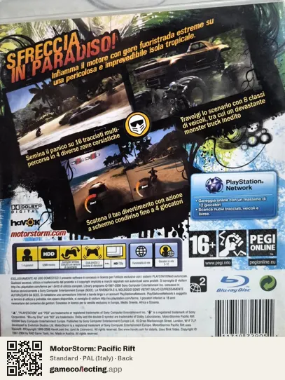 MotorStorm: Pacific Rift PlayStation 3, Italy box back