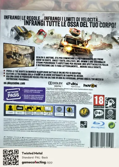 Twisted Metal PlayStation 3, PAL box back