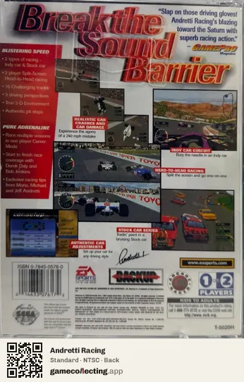 Andretti Racing Sega Saturn, NTSC box back