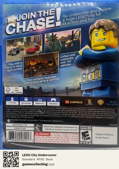 LEGO City Undercover PlayStation 4, NTSC box back