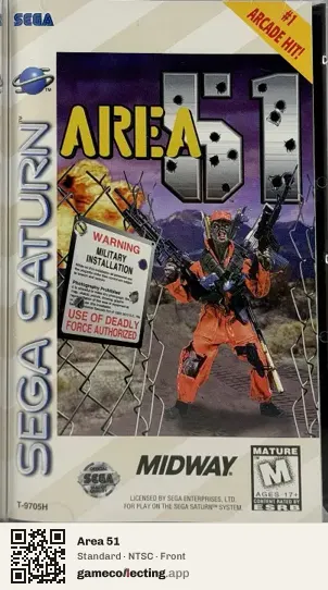 Area 51 Sega Saturn, NTSC box front