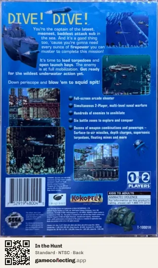 In the Hunt Sega Saturn, NTSC box back