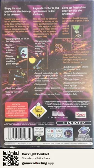 Darklight Conflict Sega Saturn, PAL box back