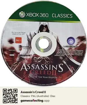 Assassin's Creed II Xbox 360, PAL disc